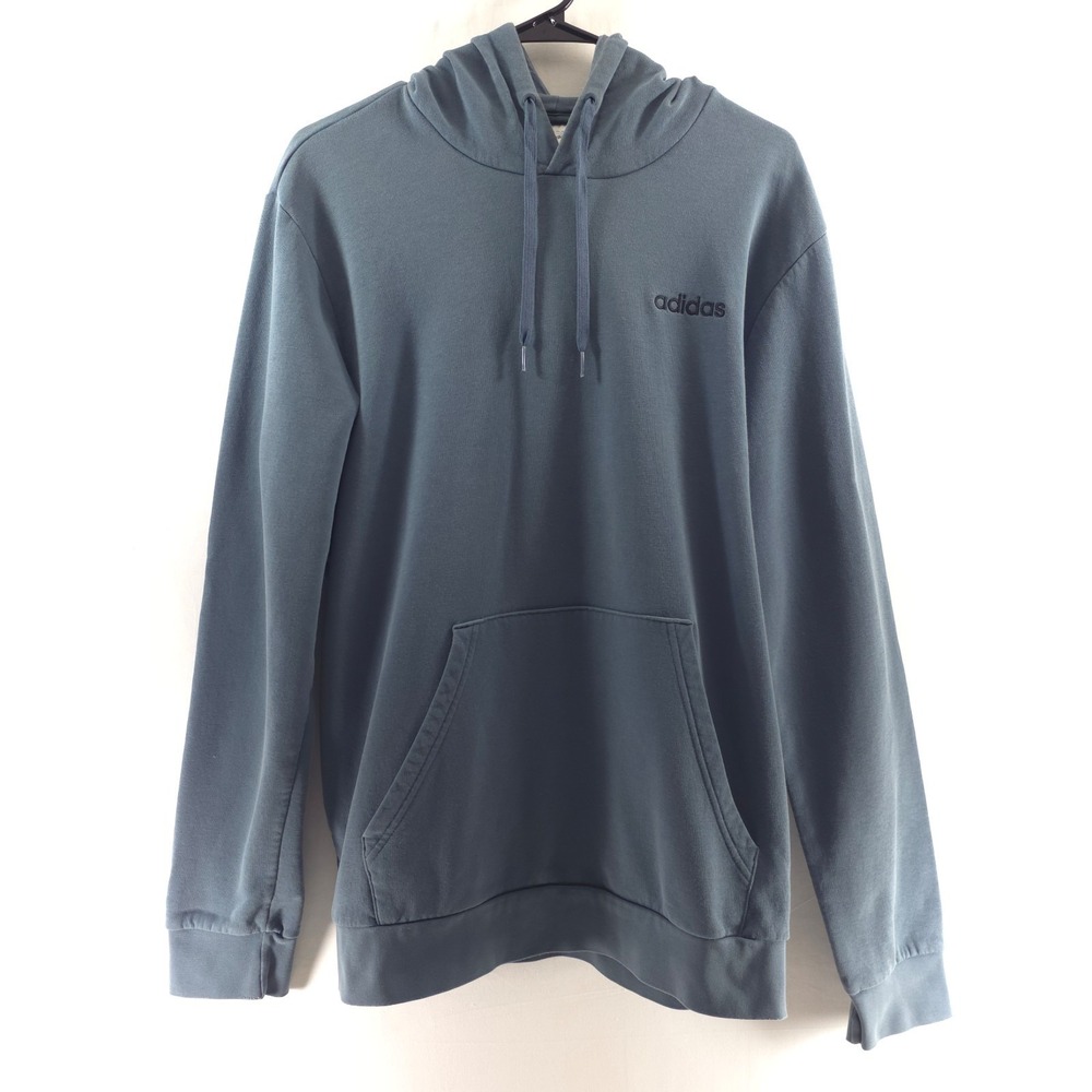 Adidas‎ Womens Hoodie Pullover Large Blue Gray Embroidered Logo Fleece Lined